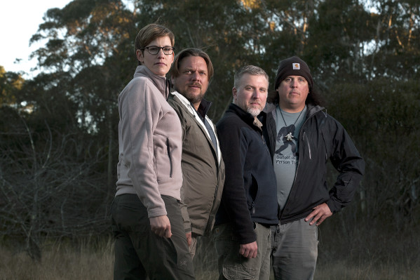 The 'Finding Bigfoot' team includes Ranae Holland, Matt Moneymaker, Cliff Barackman and James 'Bobo' Fay — Photo courtesy of Luis Ascuit / Animal Planet