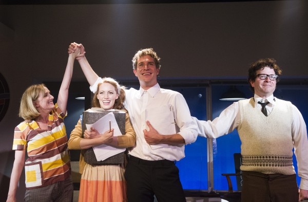 From left, Jenna Russell, Clare Foster, Mark Umbers and Damian Humbley in 'Merrily We Roll Along' — Photo courtesy of Tristram Kenton