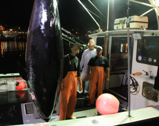 Paul Hebert and Sandro Maniaci admire the tuna they just caught — Photo courtesy of National Geographic Channels