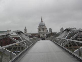 Millennium Bridge and St. Paul's Cathedral in London — Photo by John Soltes