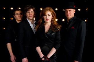 'Now You See Me' stars, from left, Dave Franco, Jesse Eisenberg, Isla Fisher and Woody Harrelson — Photo courtesy of Barry Wetcher / SMPSP