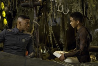Will Smith and Jaden Smith in 'After Earth' — Photo courtesy of Frank Masi / SMPSP