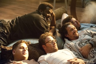 'This Is the End' stars, from left, Jonah Hill, Seth Rogen, James Franco, Danny McBride and Craig Robinson — Photo courtesy of Suzanne Hanover / Columbia Pictures