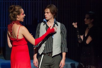 Sara Hymes, Sam Deas and Mallory Campbell in a scene from the Onomatopoeia Theatre Company's production of 'Dracula: Bloodlines' — Photo Courtesy of Peter James Zielinski. 