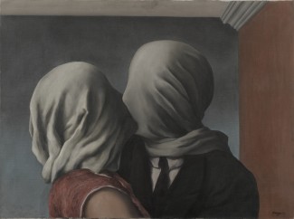 René Magritte (Belgian, 1898–1967). Les amants (The Lovers). 1928. Oil on canvas. 21 3/8 x 28 7/8″ (54 x 73.4 cm). Museum of Modern Art. Gift of Richard S. Zeisler. © Charly Herscovici -– ADAGP – ARS, 2013