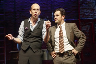 From left, Jeff Blumenkrantz and Brett Ryback star in 'Murder for Two' off-Broadway at New World Stages — Photo courtesy of Joan Marcus