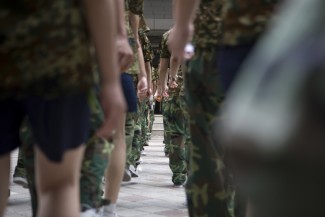 Daxing Bootcamp, Beijing Military Hospital, from 'Web Junkie', a film by Hilla Medalia and Shosh Shlam — Photo courtesy of Kino Lorber, Inc