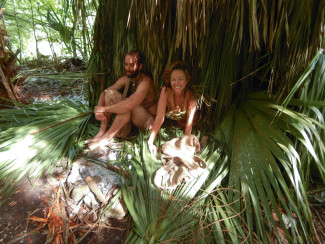 Amber Hargrove and Ryan Holt survive in the Everglades on Naked and Afraid — Photo courtesy of Discovery Channel