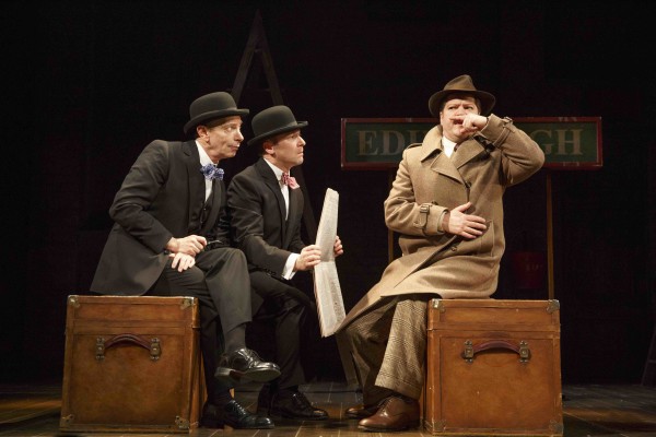 From left, Arnie Burton, Billy Carter and Robert Petkoff star in 39 Steps — Photo courtesy of Joan Marcus