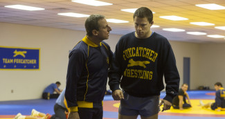 Steve Carell as John du Pont and Channing Tatum as Mark Schultz in Foxcatcher — Photo courtesy of Scott Garfield, courtesy of Sony Pictures Classics