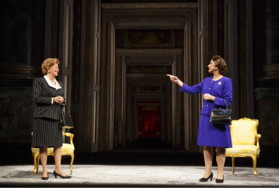 From left, Judith Ivey and Helen Mirren star in The Audience on Broadway — Photo courtesy of Joan Marcus 2015