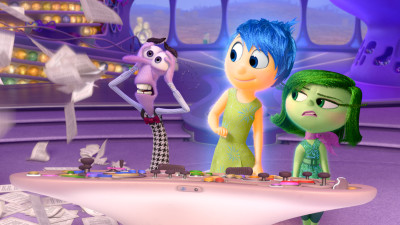 Inside Out features, from left, the characters of Fear (Bill Hader), Joy (Amy Poehler) and Disgust (Mindy Kaling) — Photo courtesy of Disney-Pixar. All Rights Reserved.