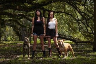 From left, Tania and Mariah Torres help rescue pit bulls on Animal Planet's hit series Pit Bulls and Parolees. Photo courtesy of Animal Planet.