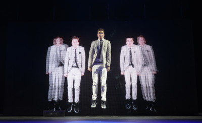The Illusionists on Broadway stars Adam Trent as the Futurist. He's an expert in technology illusions. Photo courtesy of Joan Marcus.