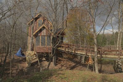 Many treehouse projects take two-and-a-half to three weeks; however, sometimes permitting can delay the process for a while. The finished product, like this construction from a previous season, can be worth the wait. Photo courtesy of Animal Planet.