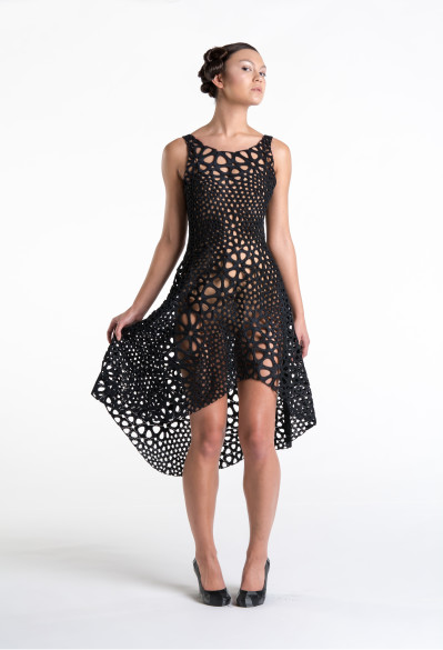 Nervous System (est. 2007), Jessica Rosenkrantz (American, born 1983), Jesse Louis-Rosenberg (American, born 1986). Kinematics Dress. 2013. Laser-sintered nylon. Image courtesy of Steve Marsel. The Museum of Modern Art, New York. Committee on Architecture and Design Funds.