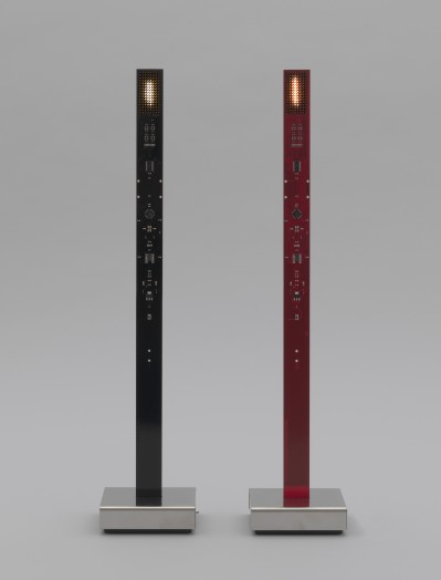 Moritz Waldemeyer (German, born 1974), Manufacturer: Ingo Maurer GmbH, Germany (est. 1966). My New Flame. 2012. Plastic, LEDs and chromed steel. Base: 1 × 3 3/4 × 3 5/8″ (2.5 × 1.9 × 9.2 cm), Light element: 16 3/4 × 1 × 1/8″ (42.5 × 2.5 × 0.3 cm). The Museum of Modern Art, New York. Gift of the manufacturer.