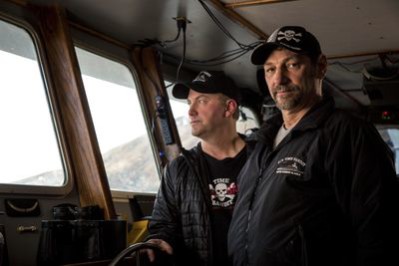 Andy and Johnathan Hillstrand are crab fishermen in the Bering Sea off the coast of Alaska. Photo courtesy of Discovery Channel / Jason Elias.