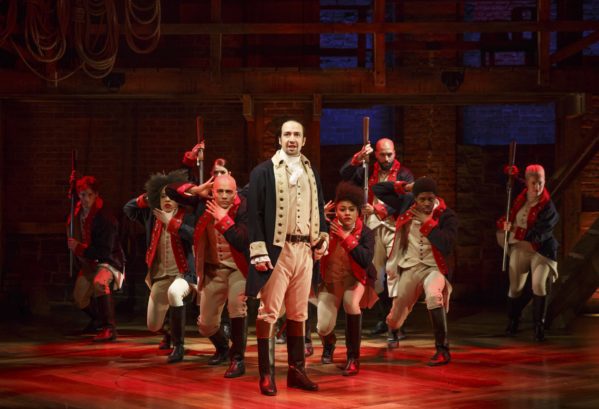 The cast of Hamilton is led by Lin-Manuel Miranda, who also wrote the book, music and lyrics. Photo courtesy of Joan Marcus.