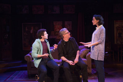 From left, Jarrd Spector, Michael Rupert and Barbara Walsh star in Presto Change-O, at Barrington Stage Company. Photo courtesy of Scott Barrow.